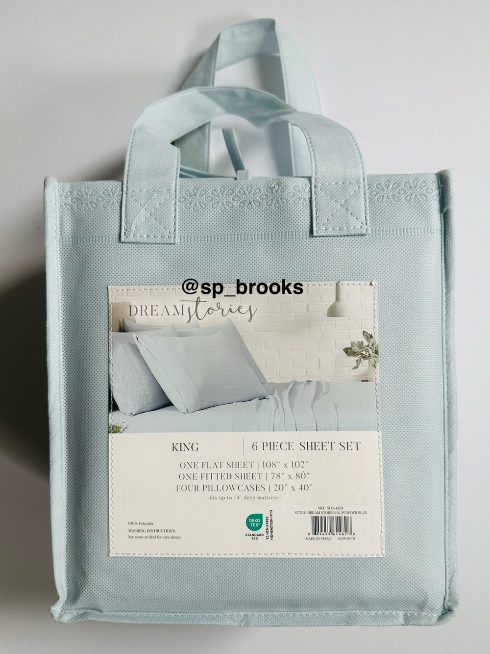 🎁Dream Stories 6-Piece King Sheet Set in Powder Blue - DREAM Stories Sheet Set